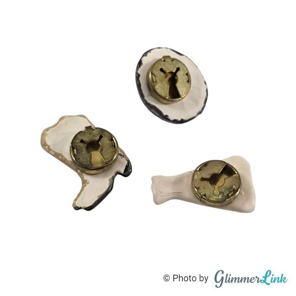 Vintage Ceramic Western Cattleman Hat Oil Well & Cowboy Boots Button Covers - Picture 3 of 4